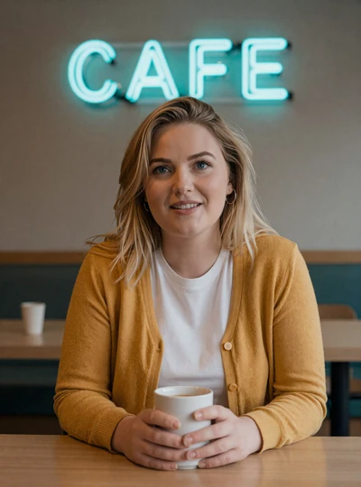 Zoe, 27, friendly Nashville single reading Dremeet FAQ in a cafe